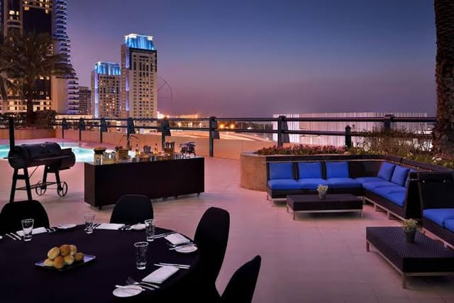 Upscale outdoor venue at Dubai Marriott for cocktail receptions or intimate dinners.