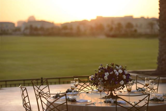 Elegant outdoor table at Palermo Terrace, Dubai for weddings and receptions.