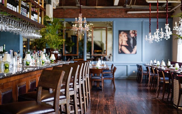 Sophisticated restaurant in Le Quartier, with elegant decor for events and celebrations.