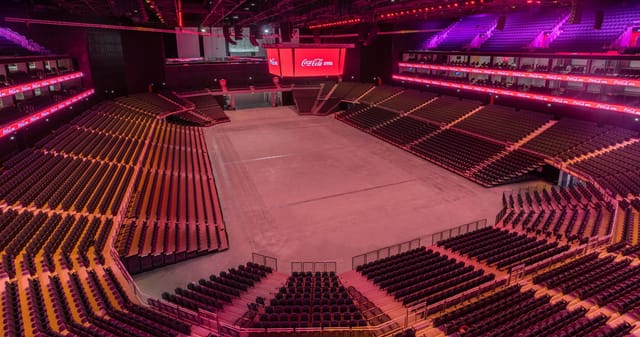 Main Arena at Coca-Cola Arena, modern venue set for corporate events and concerts.