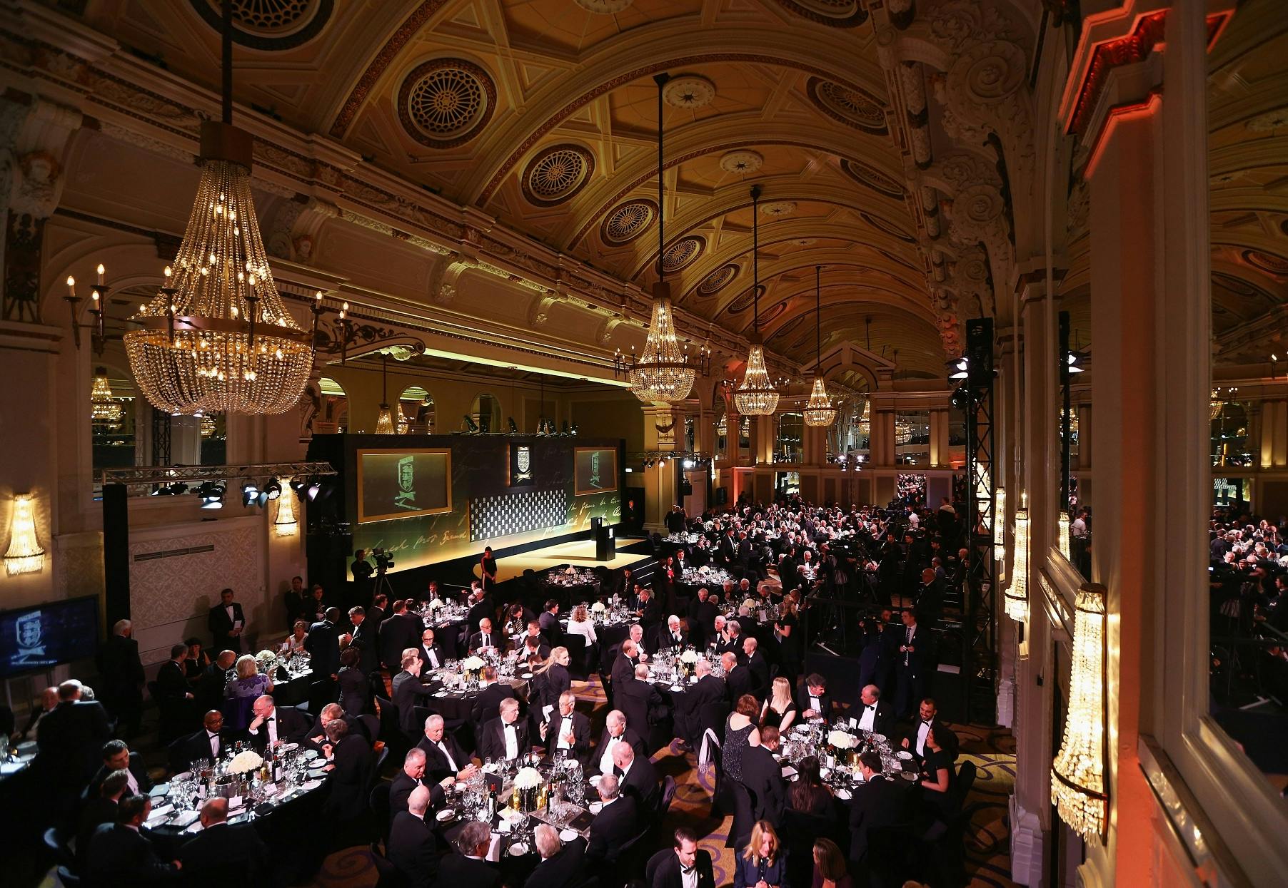 Grand Hall at De Vere Grand Connaught Rooms, elegant banquet for high-profile events.