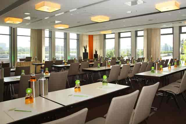 Conference room at ATLANTIC Hotel Kiel, ideal for corporate meetings and workshops.