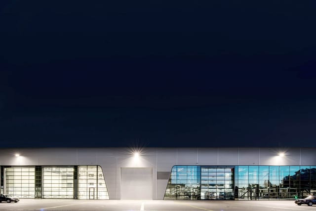 Modern venue with glass windows at ZAL Center, ideal for corporate events and conferences.