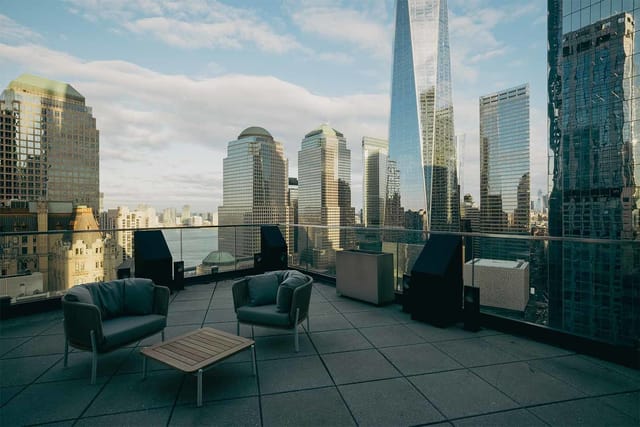 Rooftop terrace at The Cloud One Hotels with city skyline, perfect for cocktail receptions.