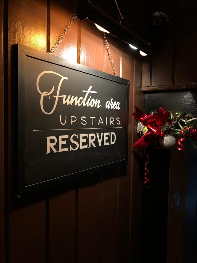 River Room function area sign, holiday party event