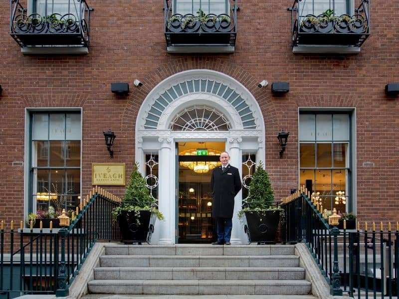 Elegant venue entrance at Iveagh Garden Hotel for high-end meetings and events.