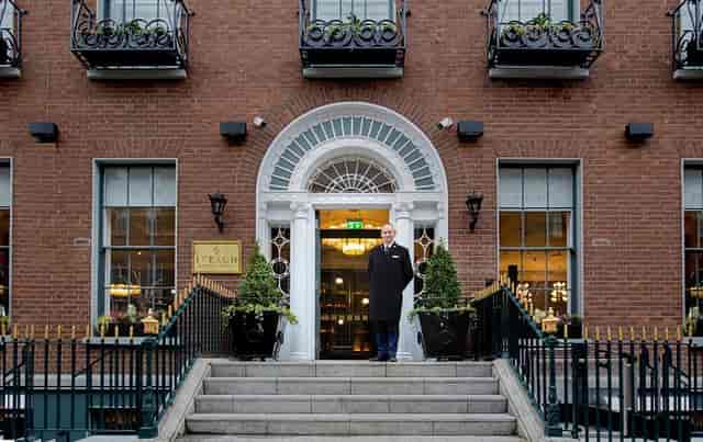 Elegant hotel entrance at Iveagh Garden, perfect for meetings and events.
