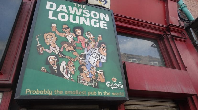 Quirky sign of The Dawson Lounge, a unique venue for intimate networking events.