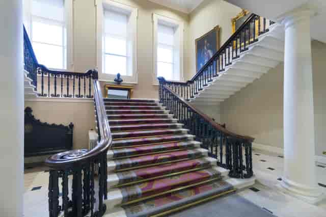 Elegant staircase in Dublin Castle's State Apartments, ideal for weddings and corporate events.