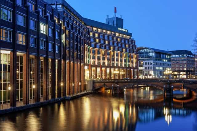 Steigenberger Hamburg waterfront event venue, modern brick facade