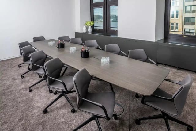Modern boardroom for executive meetings, presentations, conferences.