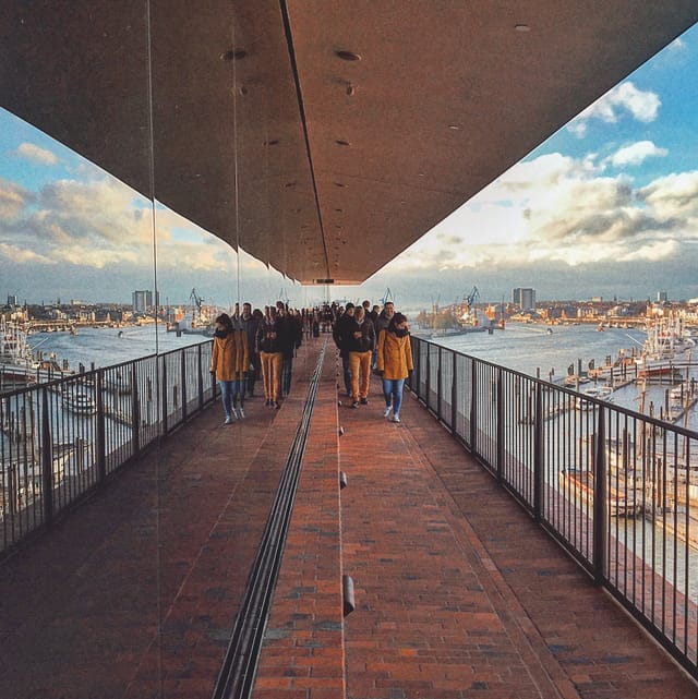 Elbphilharmonie observation deck, panoramic views, corporate event, networking reception