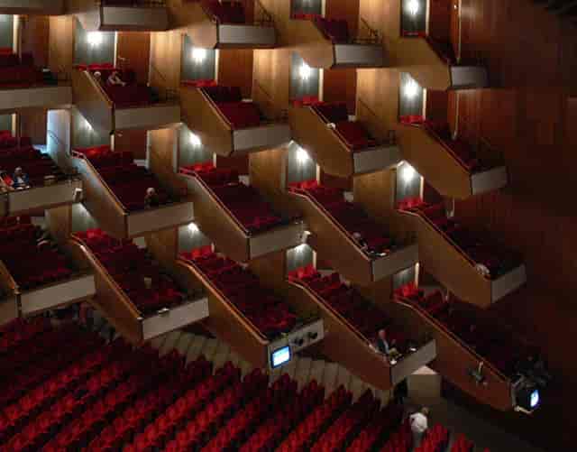 Hamburg Opera tiered seating, red box seats, opera, concert