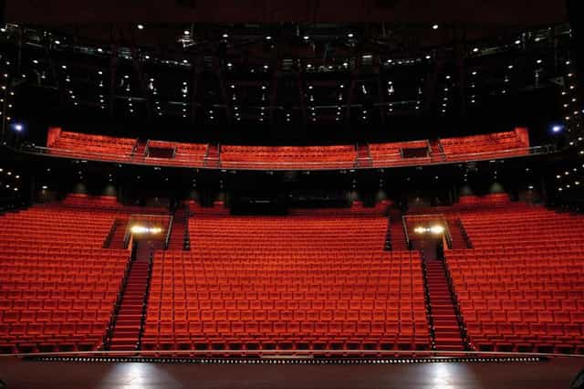 Theater stage, red seats, keynote, product launch