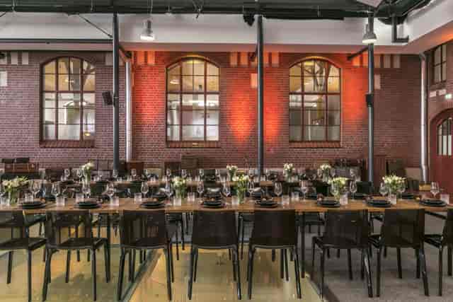 BallinStadt Hamburg industrial gala venue, exposed brick, event space