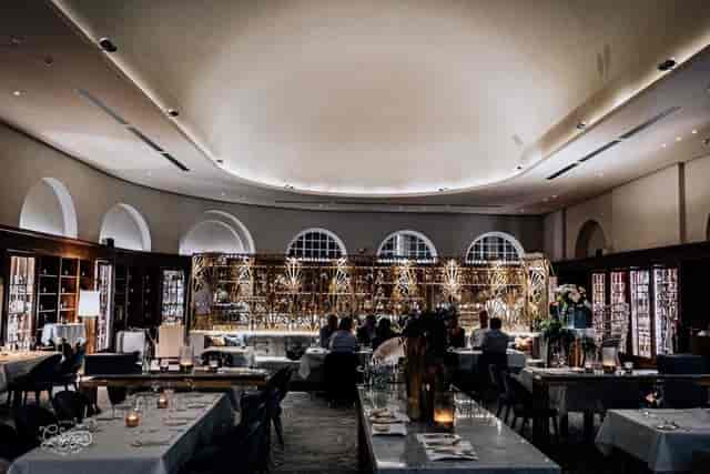 Elegant bar, ambient lighting, event reception