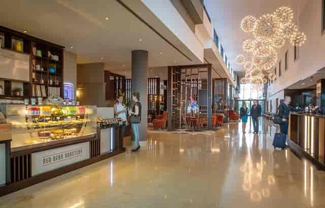 Clayton Dublin hotel lobby, modern seating, business events