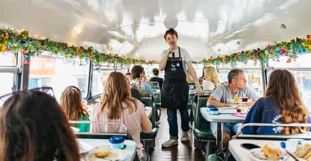 Vintage cafe afternoon tea, floral bus event
