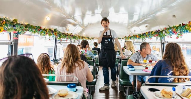 Vintage cafe afternoon tea, floral bus event