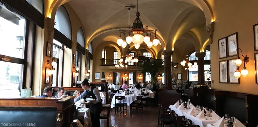 Elegant restaurant event space with ambient lighting