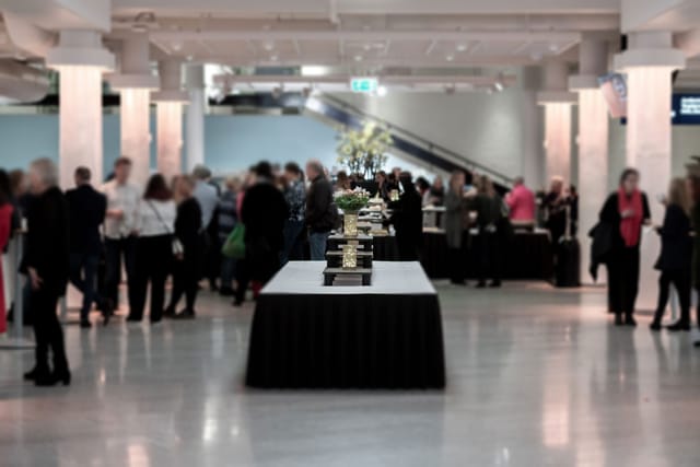 Oslo Congress Centre foyer, awards event, networking reception.