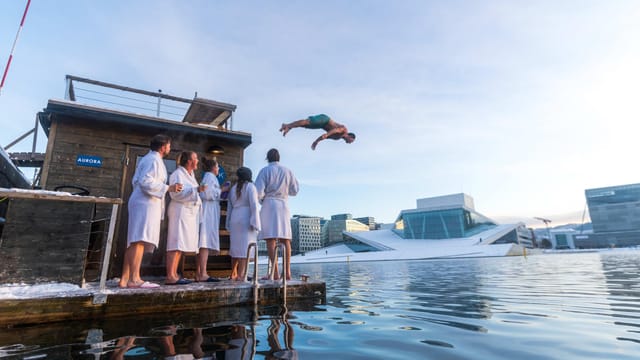 Oslo Fjord Sauna event, team building, winter swim