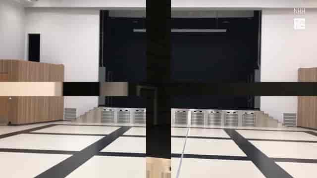 Aula NHH, blank canvas event space, creative branding.