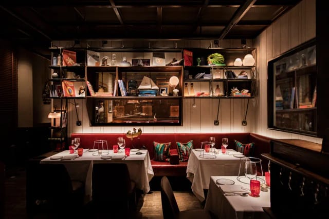 Langosteria private dining, elegant banquettes, upscale events, business meetings