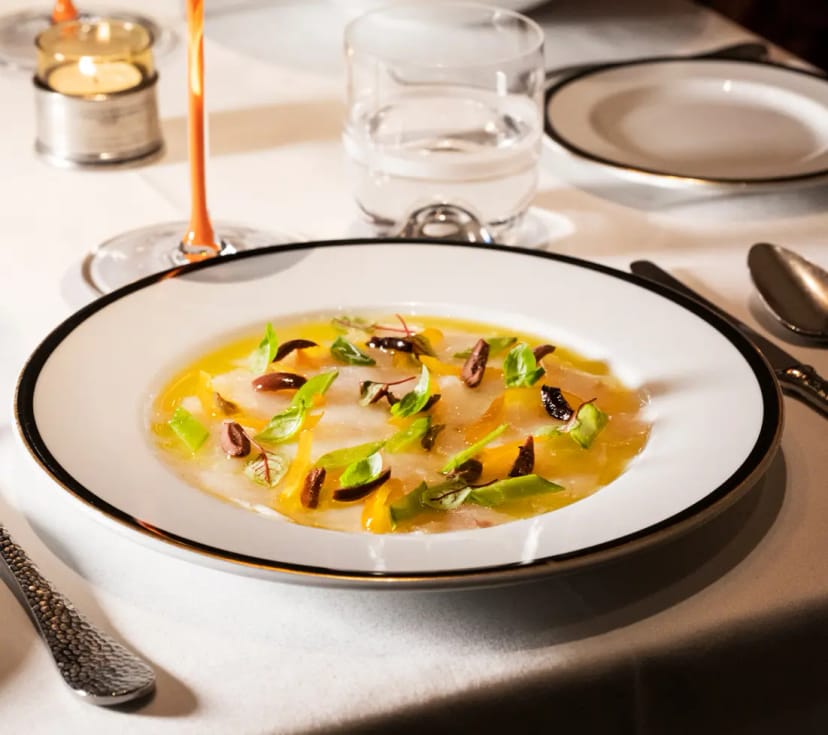 Elegant plated appetizer, Langosteria, gourmet catering, banquet