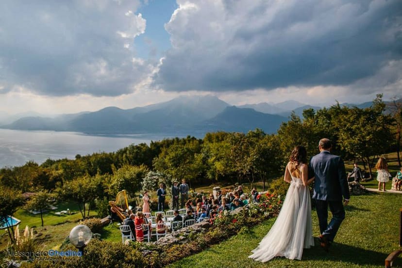 Elegant outdoor wedding ceremony, Lake Garda, destination event