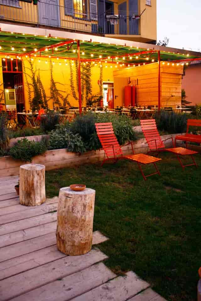 Erba Brusca outdoor reception, rustic seating, garden party