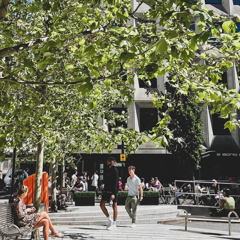 Milan plaza networking event outdoor seating