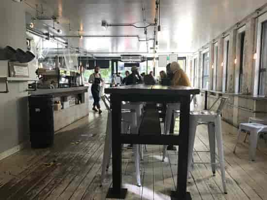 Milanese terrace event space, industrial chic coffee bar