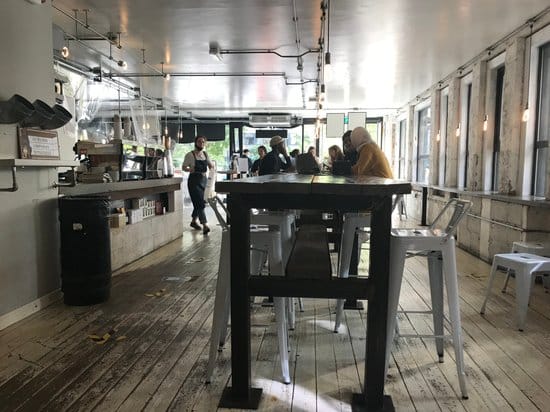 Milanese terrace event space, industrial chic coffee bar
