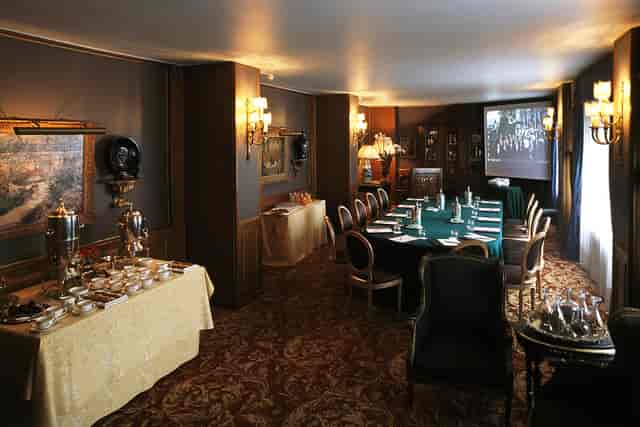 Elegant hotel meeting room, boardroom setup, executive retreat
