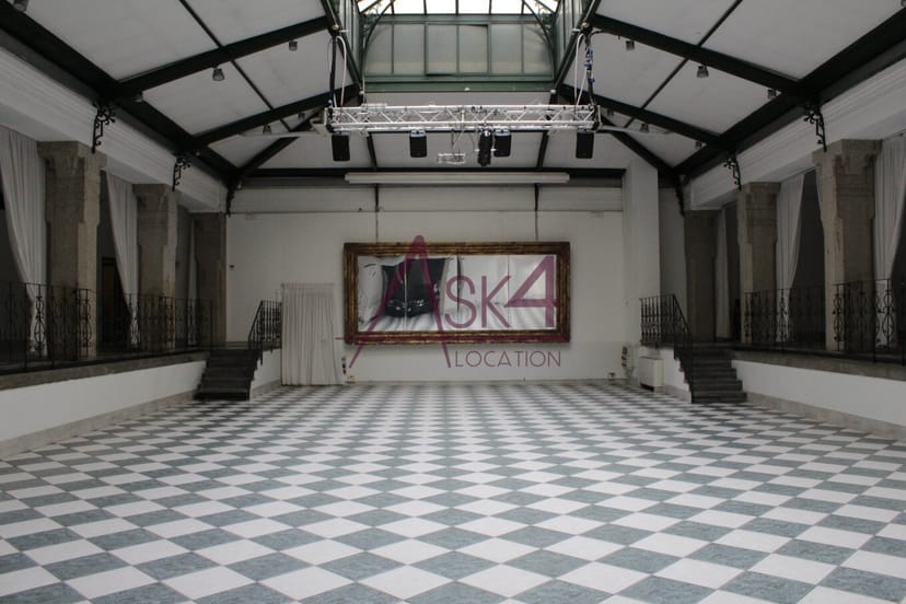 Milano event venue, checkerboard floor, corporate event, creative party