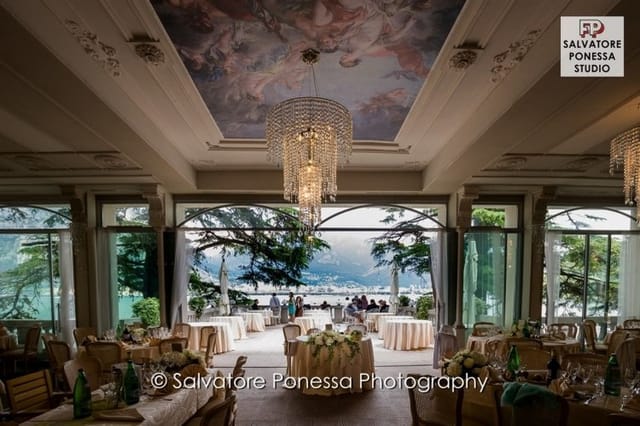 Elegant Villa Giulia Terrazzo wedding gala venue chandelier