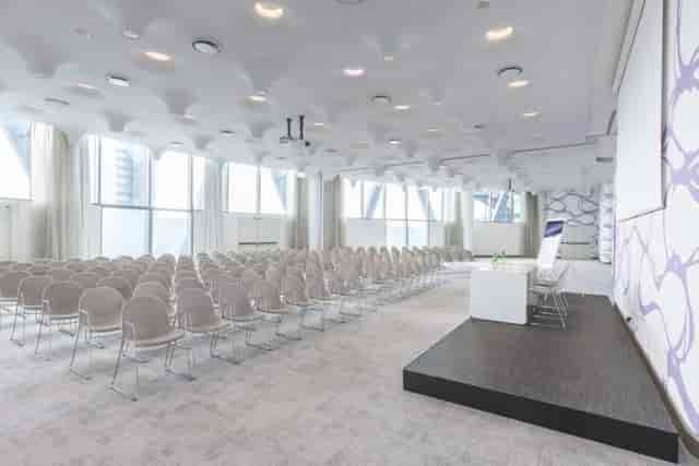 Cavallo Hall conference, modern tiered seating, business event
