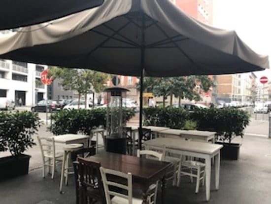 Osteria outdoor reception venue, patio heater