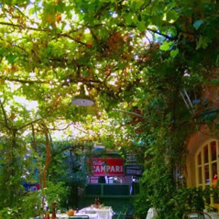 Osteria del Binari garden terrace, outdoor reception, al fresco event