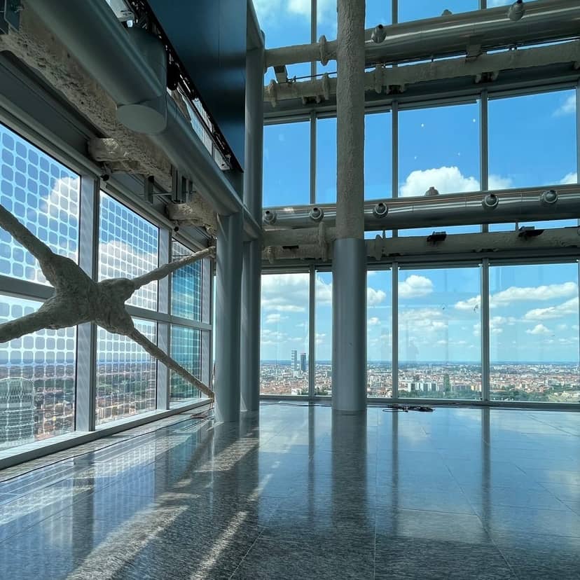 Modern event venue, city view, corporate party, product launch