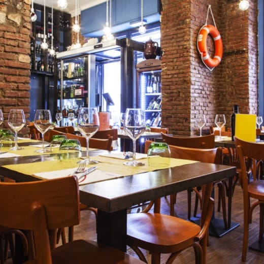 Osteria Fara rustic wine bar, exposed brick, event dining
