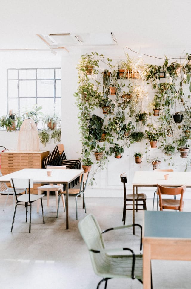 Modern event space, living wall, workshop, dinner