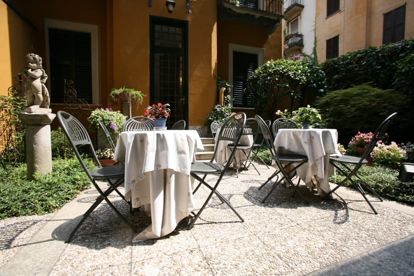 Milan hotel courtyard event venue cocktails