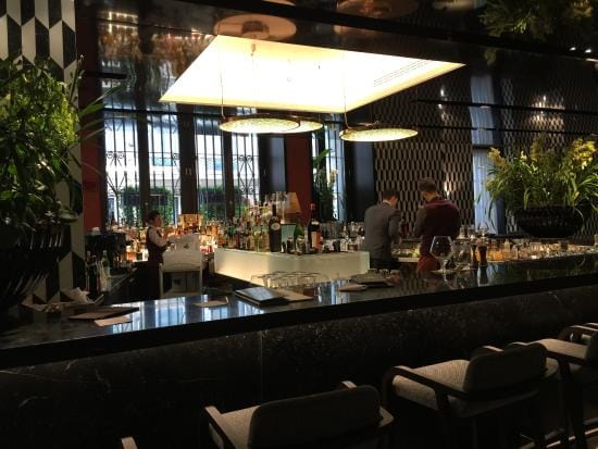 Lounge bar at Mandarin Oriental, Milan; modern design for networking events and receptions.
