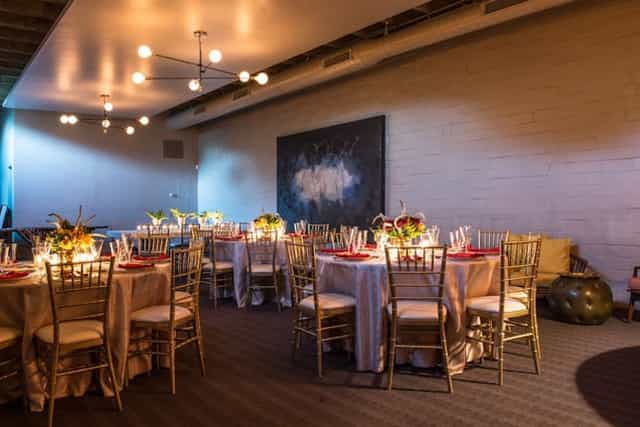 Ivy Hall Pod: Red Gold Chic Event Space, Dinner Party