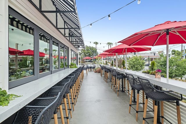 North Italia patio bar string lights event