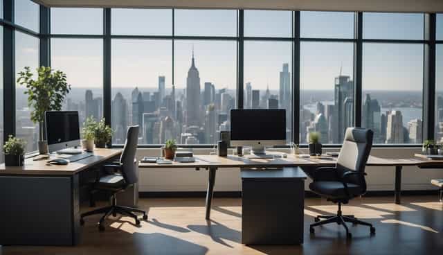 Modern Austin chamber office, city views, executive meeting space