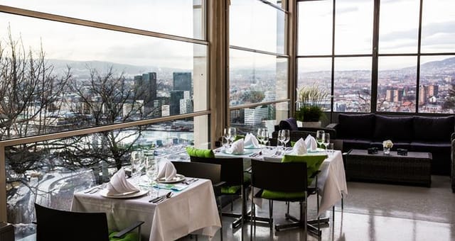 Ekebergrestauranten terrace: panoramic city views, corporate event, executive retreat.