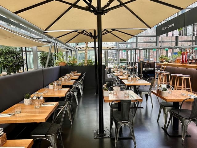 Obicà Canary Wharf: Modern venue hire, outdoor seating, networking, cocktail party